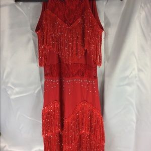 ZX DANCE DRESS, RHINESTONE SEQUIN, RED